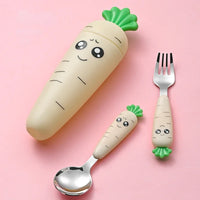 Kit de Talheres Infantil Cenoura com Garfo e Colher