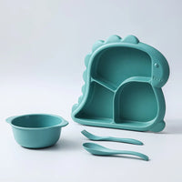Kit de Alimentação Infantil Dinossauro com Prato, Tigela e Talheres