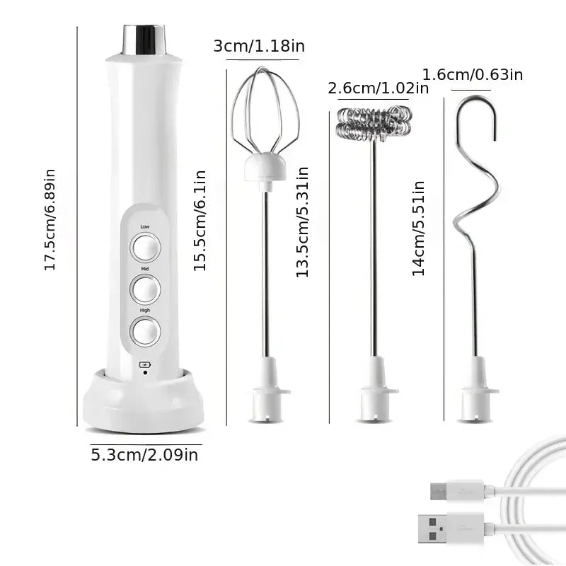 Mixer Elétrico  Recarregável USB com 3 Velocidades