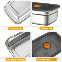 Large Capacity Stainless Steel Leak Proof Sealed Bento Box Microwave Safe for Camping Fridge Freezer Food Storage