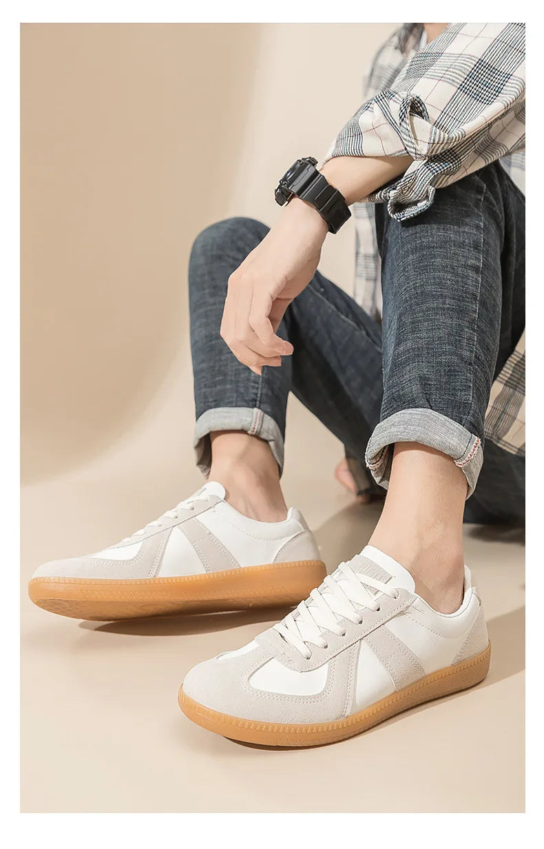 Unisex German Army Trainers Shoes Versatile White Casual Shoes 2026 Spring Retro Sneakers Couples Platform Sports Shoes
