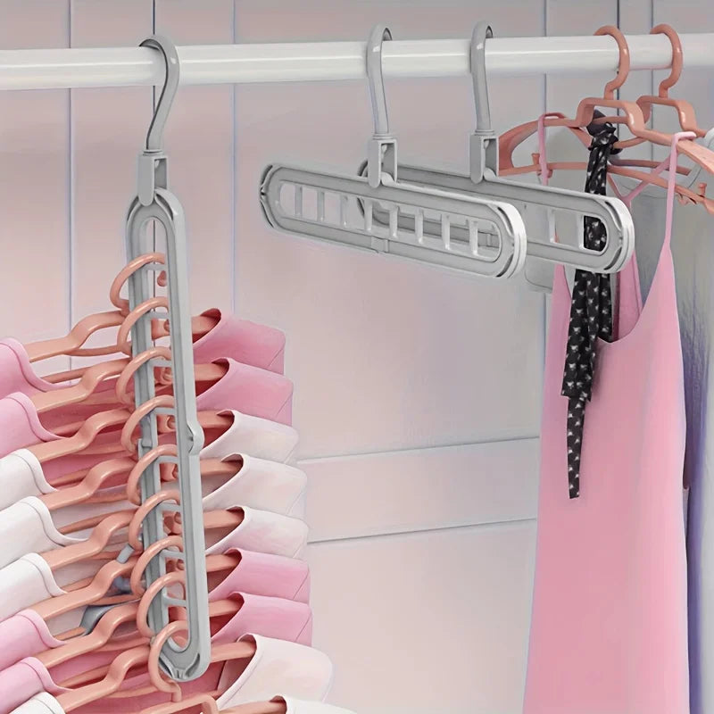 Kit com 3 Cabides Dobráveis Organizadores de Roupas com 9 Ganchos