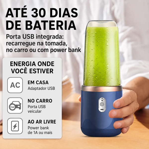 Liquidificador Portátil Recarregável USB com 6 Lâminas