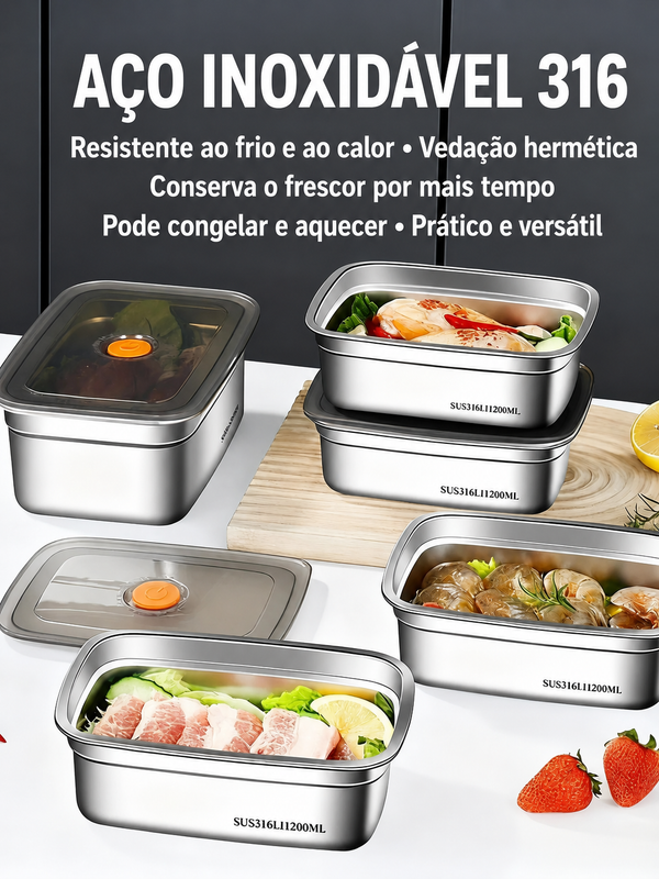 Marmita Térmica em Aço Inox com Vedação Hermética