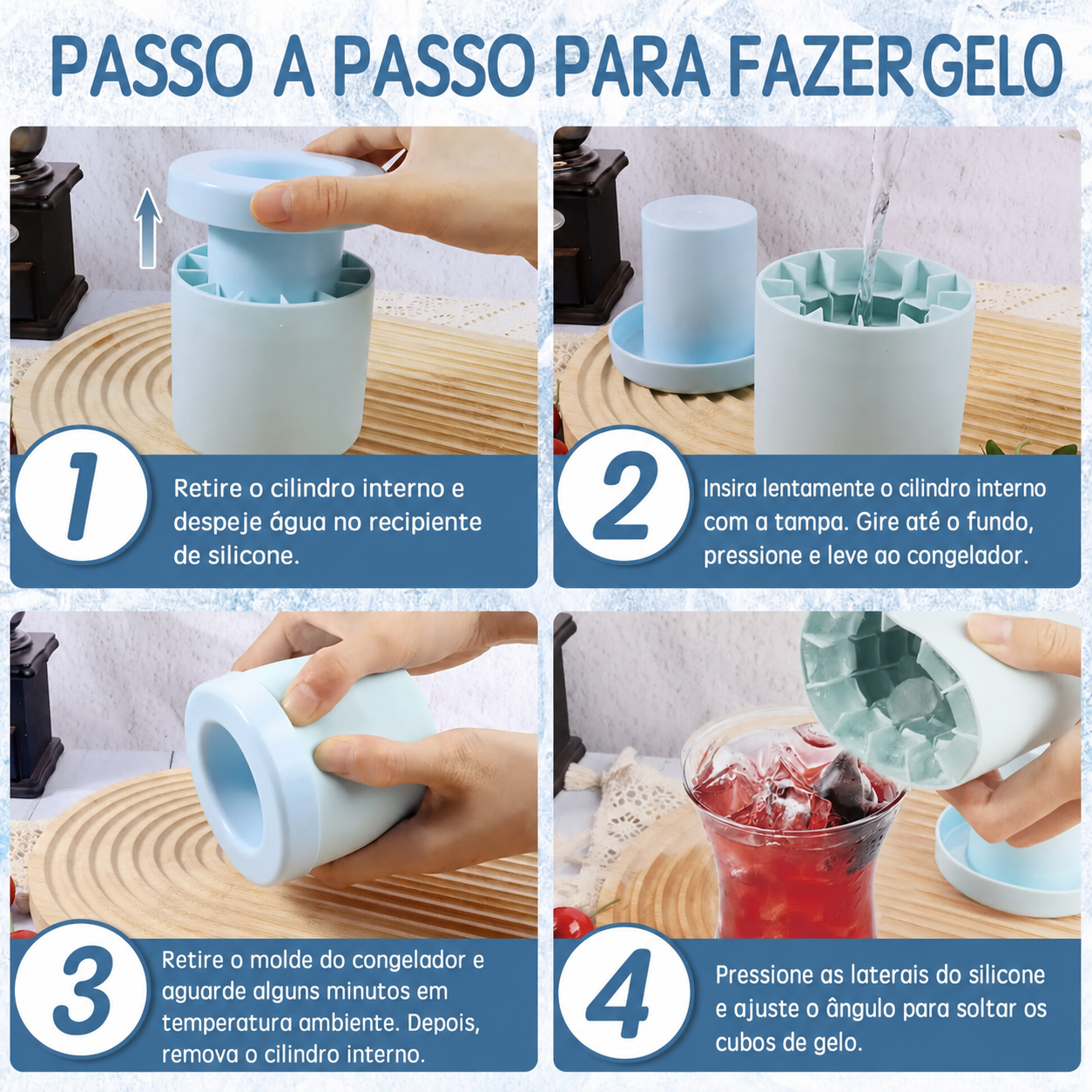 Forma de Gelo em Silicone com Reservatório