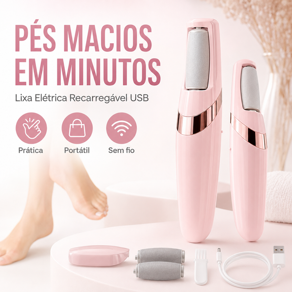 Lixa Elétrica para Pés Recarregável 360°